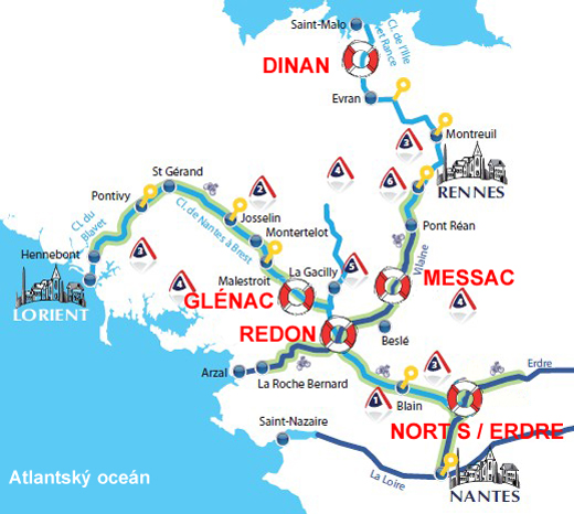 Bretaň - plavební mapa oblasti