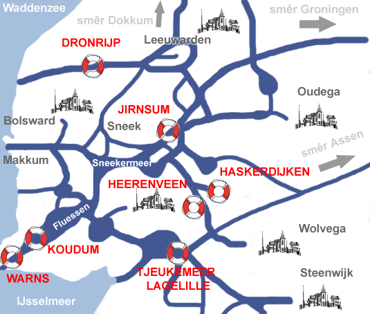 Holandsko, Frísko - mapa plavební oblasti