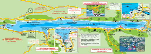 Plavební mapa jezera Loch Ness - CK SP Praha