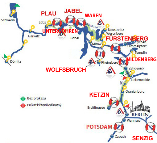 Německo - mapa plavební oblasti