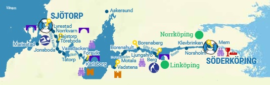 CK SP Praha, Švédsko - mapa plavební oblasti